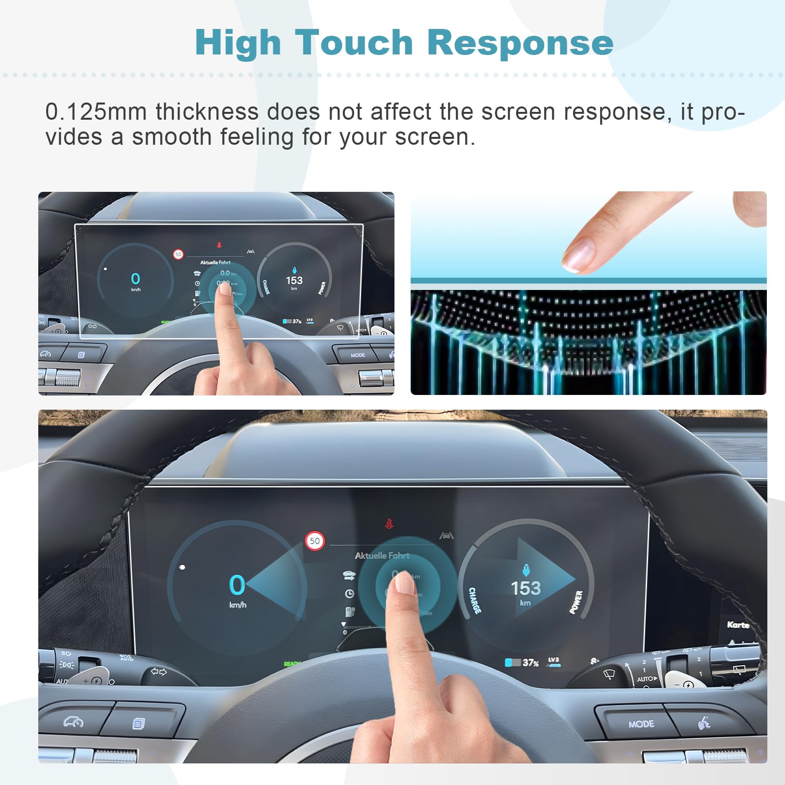 Pellicola Protettiva Antigraffio Per Schermo Navigazione Hyundai Kona SX2 2024 EV/Hybrid - 2 Pezzi
