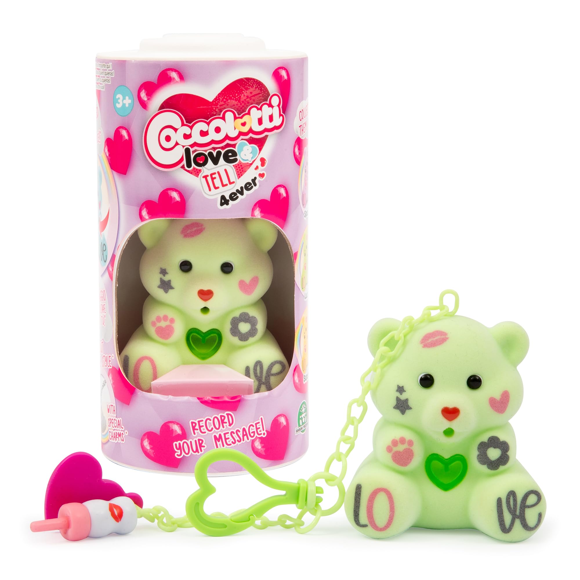 Coccolotti Love & Tell 4Ever Lucky, Talking Plush Toy with Recordable Voice Message, Unique Gift and Keepsake for Kids, Friends, Family and Special Occasions, Grün