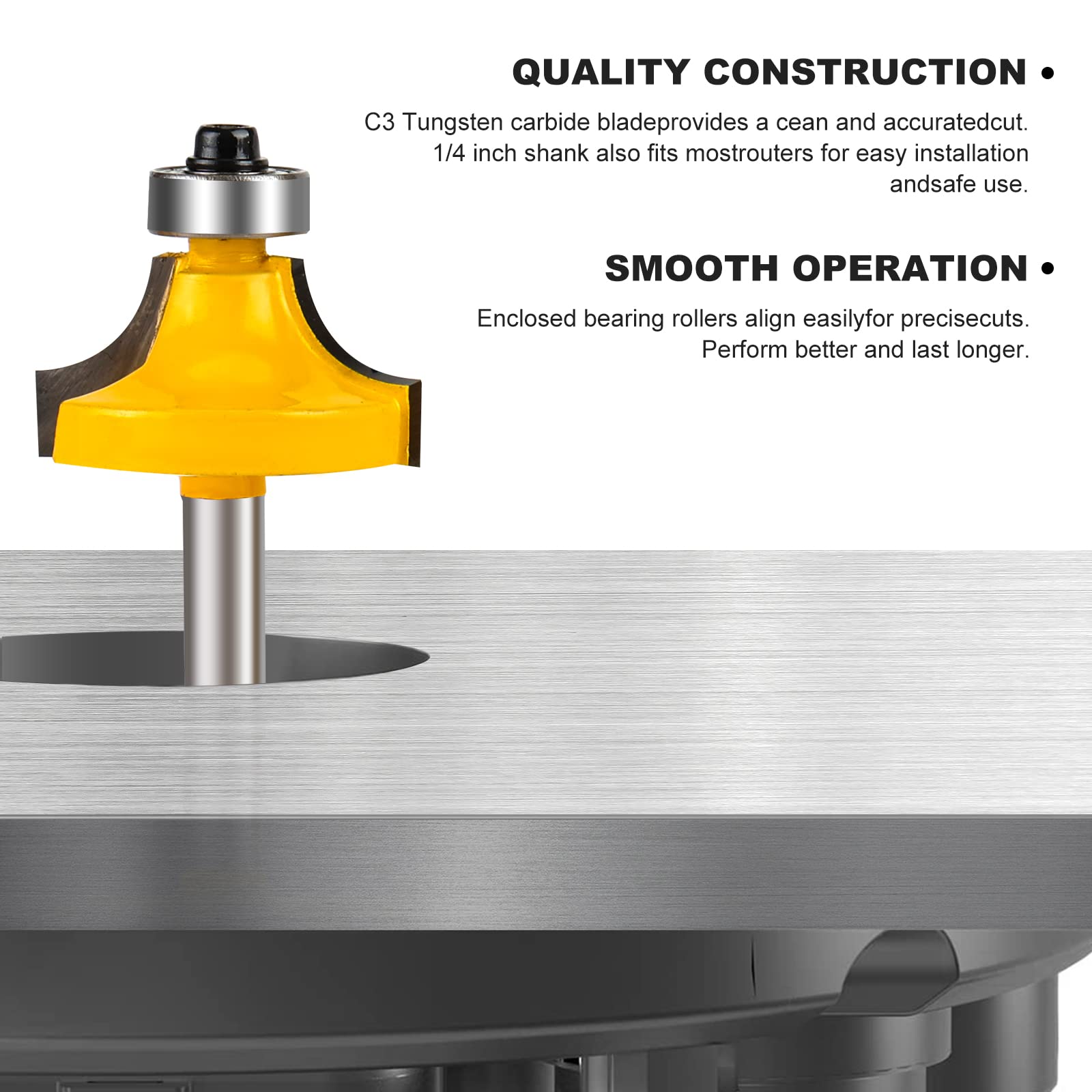 Yueqing Zhongji roundover Router bit 1/4 Shank Router bits 1/4 Shank 1/4-Inch Shank Roundover Edging Router Bit Set Corner Rounding Edge Forming Bit Set 1/2" - Image 4