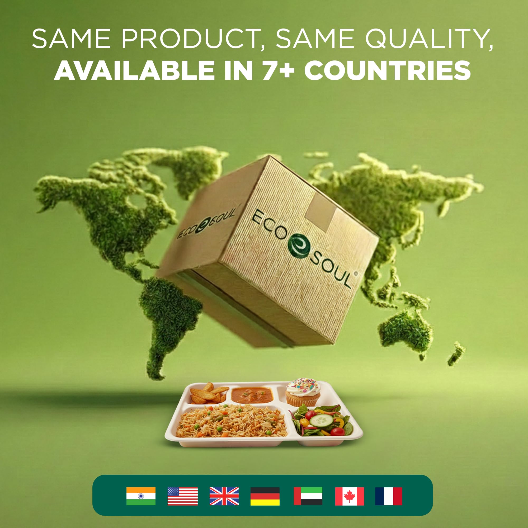 Eco-Friendly Bagasse Meal Trays - Pack of 25 -8 Eco-Friendly Bagasse Meal Trays - Pack of 25 -8