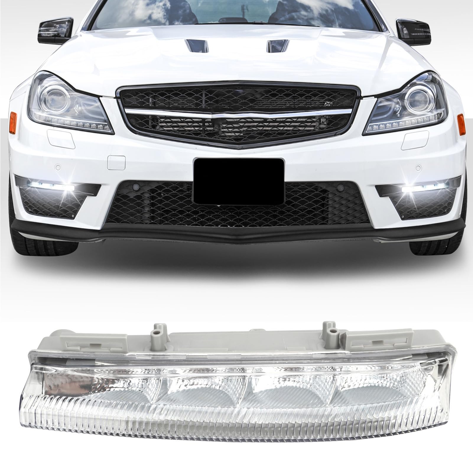 Feux de Circulation Diurnes, Feux de Circulation Diurnes LED Antibrouillard A2049068900 de Remplacement pour Benz Classe C W204 Classe E W212 C230 C250 C300 C350 Conduite Automobile, Ensembles(Gauche)