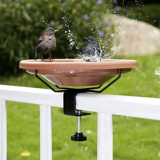 Foto 8 de 8 de Baño para pájaros para balcón y jardín, cuenco de baño ajustable, bebedero para pájaros colgante