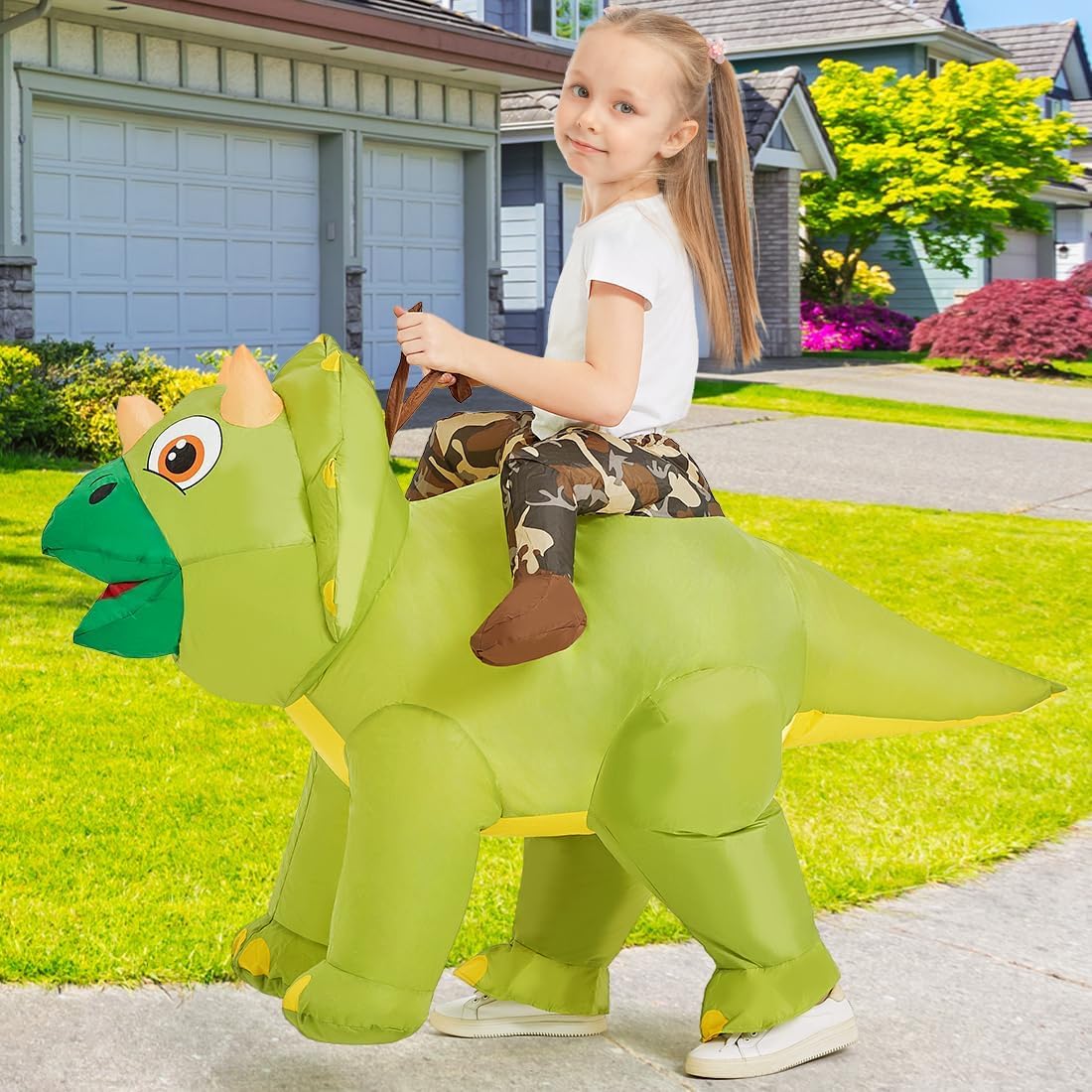 GOOSH Inflatable Dinosaur Costume Kids Triceratops Costume Halloween Dinosaur Blow up Costumes Kids Dinosaur Costumes Toddler - Image 3