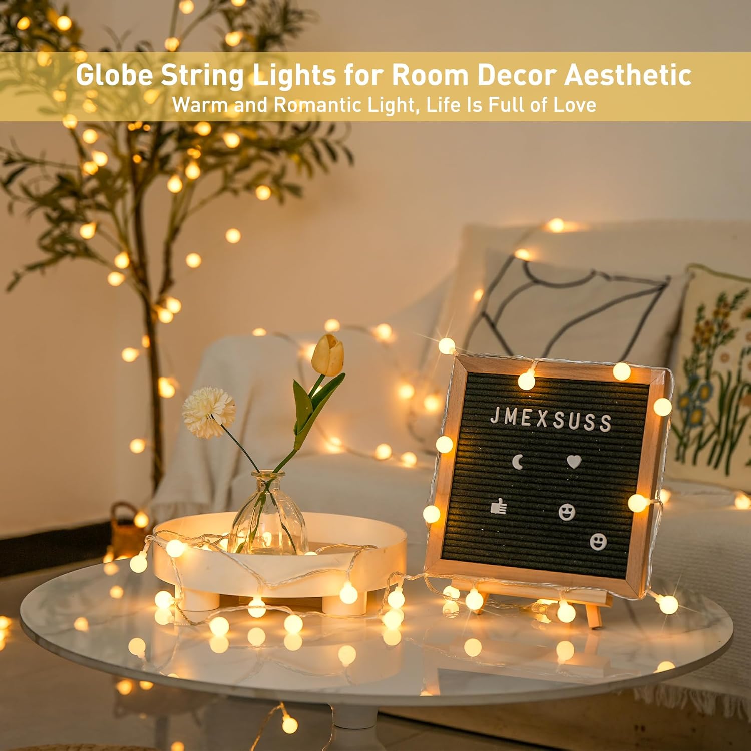 147ft Globe String Lights Outdoor Waterproof, 300 LED Indoor Christmas Lights Plug in with Remote, Hanging Fairy Light for Bedroom Holiday Party Patio Garden Christmas Decorations, Warm White