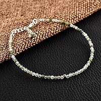 Vista 32 de Natural Gemstone Micro Round Beads Dainty Choker Bangle Bracelet, Handmade Jewelry for Women, Healing Chakra Crystals Silver Plated Chain 8 inch