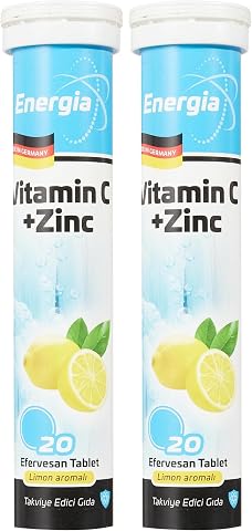 Energia Çinko & Vitamin C (400 Mg) Efervesan Tablet Takviye Edici Gıda 2li paket