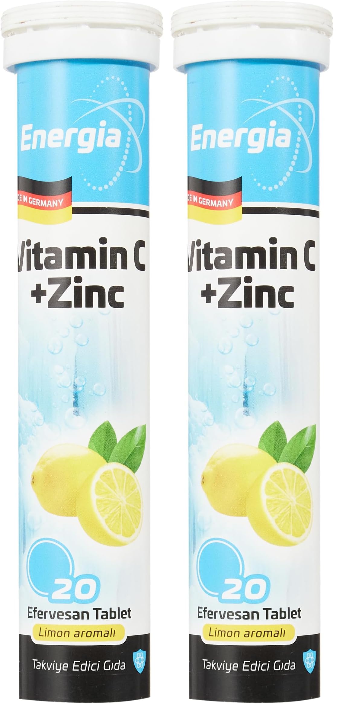 Energia Çinko & Vitamin C (400 Mg) Efervesan Tablet Takviye Edici Gıda 2li paket