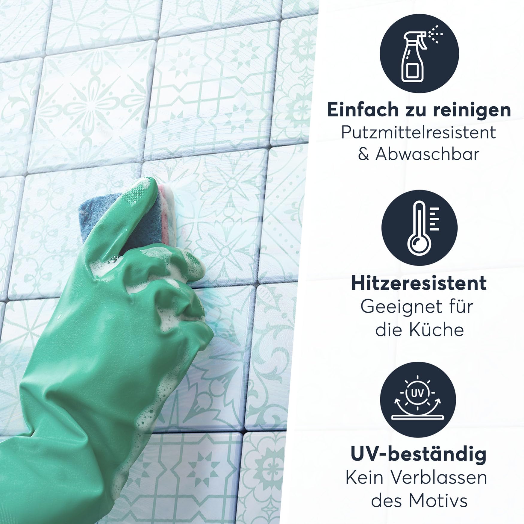 45 Stück Fliesenaufkleber 10x10 cm für Bad und Küche - Fliesenfolie, Klebefliesen - Aufkleber Fliesen selbstklebend SET