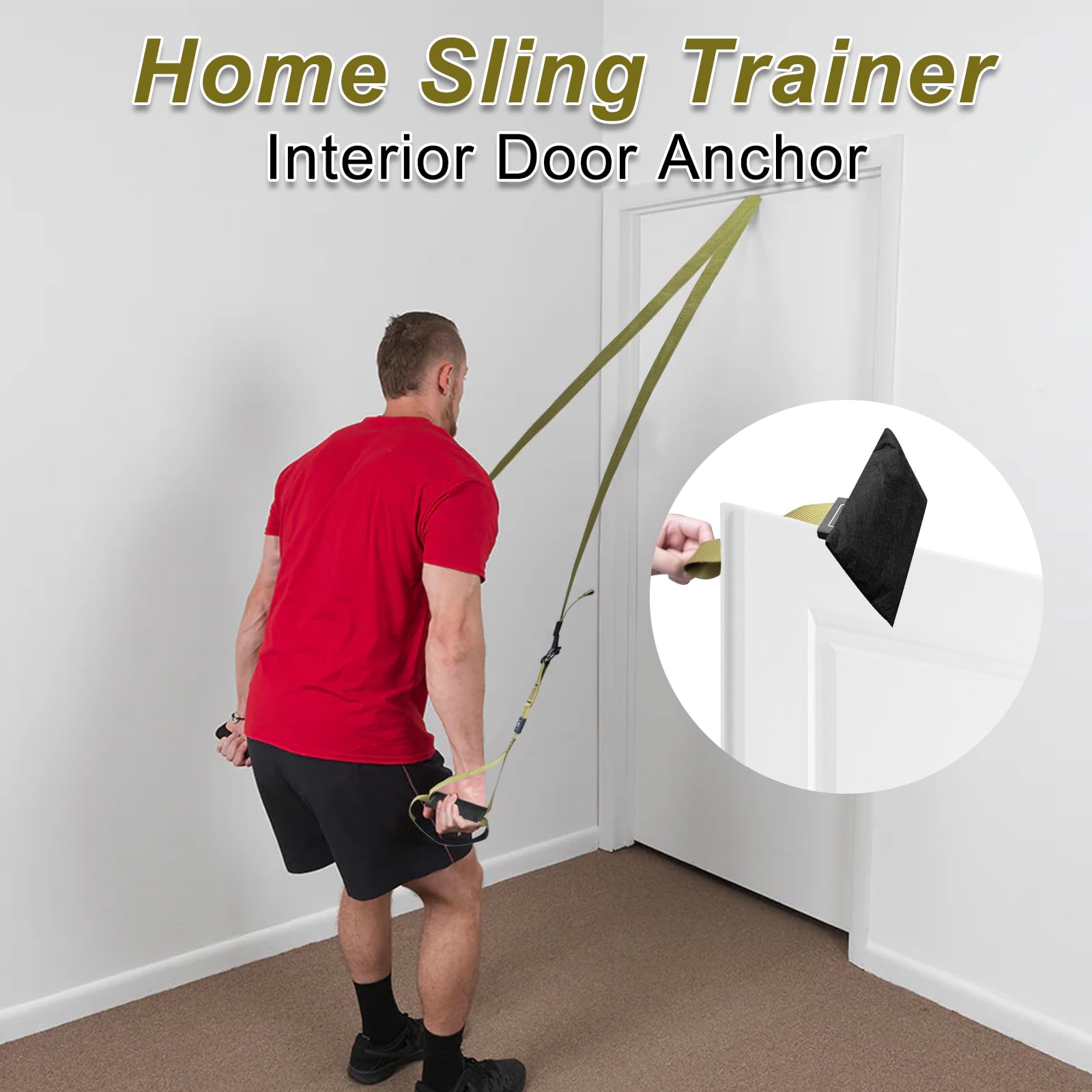 Allenamento in Sospensione, Kit per Allenamento a Sospensione con Ancoraggio per Porta, Fitness Da Casa, Sling Trainer Set, Outdoor Fitness Gym, per Indoor e Outdoor, Verde Militare