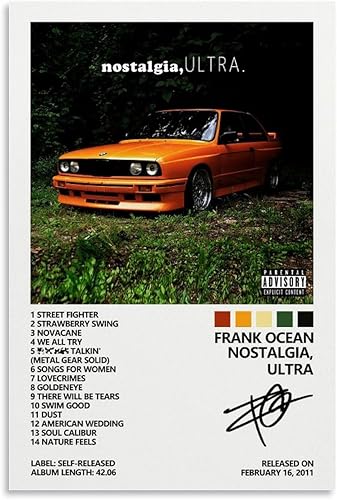 SUANEA Frank Ocean - Póster de Nostalgia, cubierta de álbum ultra para habitación, lienzo estético, arte de pared, decoración de dormitorio, 12 x 18