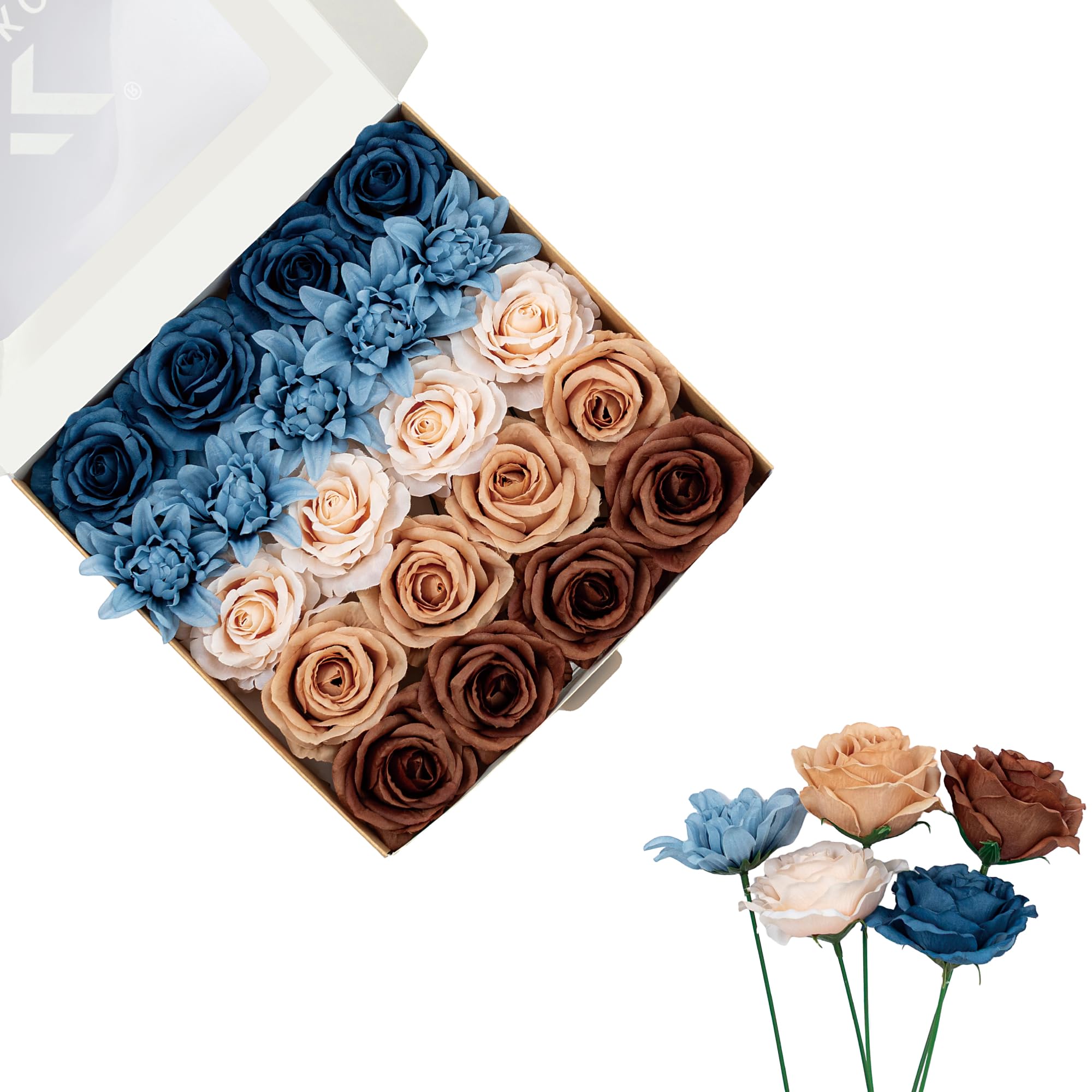 Amazon.com: FANKO Artificial Flowers for DIY, Blue Brown Faux
