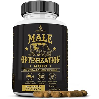 Ancestral Supplements Mofo, Supplements for Men, Support for Energy Levels and Overall Men's Health and Wellness, Non-GMO Grass Fed Beef Organ Supplement with Liver, No Fillers, 180 Capsules