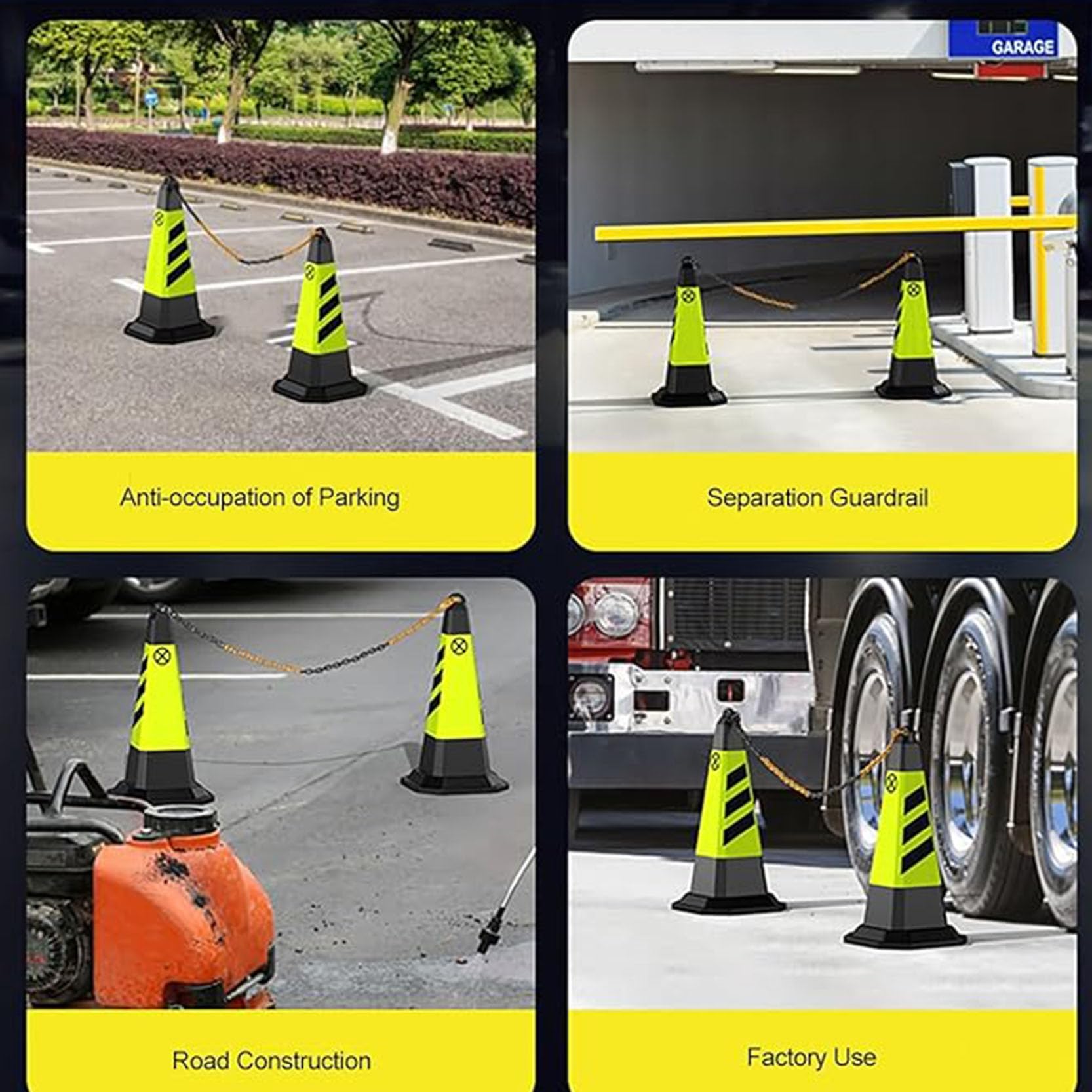Lot de 3 Cône de Signalisation Orange avec Anneau de Levage,Cône Pliable Multi-usages avec Collerette Réfléchissante pour Parkings,Chantiers et Sécurité Routière(Size:70x40x40cm,Color:3A)