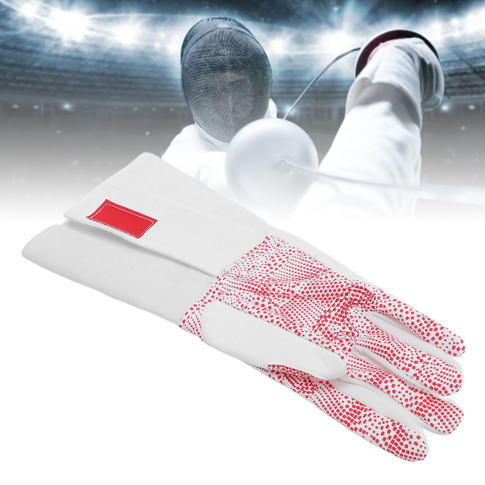 Guanto antiscivolo in pelle con design a pois in plastica completa per allenamento Epee per adulti versione destra