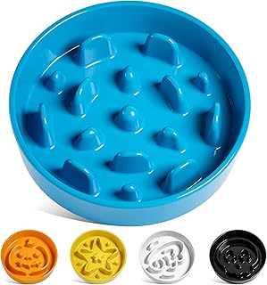 LE TAUCI Hundenapf aus Keramik, Antischlingnapf für Mittelgroße und Kleine Hunde, Langsam Fressen und Spaß für den Hund, Fressnapf mit Rutschfestem Design (Vortex Blau, M-675 ml) product image