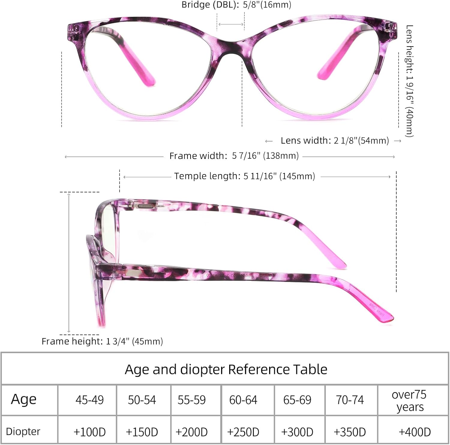 Reading Glasses for Women feature lightweight anti-blue light lenses, spring hinges, cat-eye frames, anti-fatigue protection, UV resistance, and a classic and fashionable appearance(1.00x) - Image 3