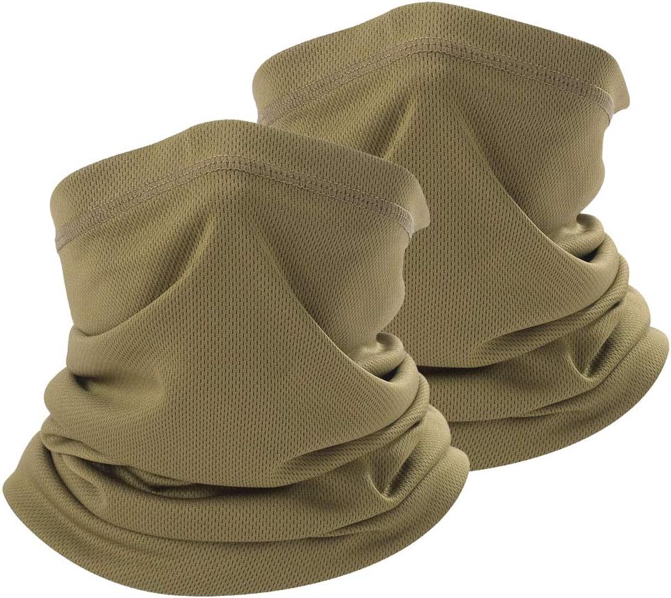 Coyote Brown Neck Gaiter, tan face mask bandanas men cooling summer, half face covering women