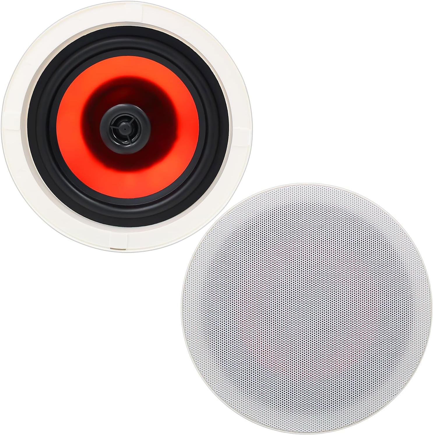 Herdio 6.5” Flush Mount in-Ceiling Speakers 2-Way Passive Speaker System 300 Watts Great for Humid Indoor Outdoor, Kitchen,Bedroom,Bathroom,Covered Porches(A Pair)
