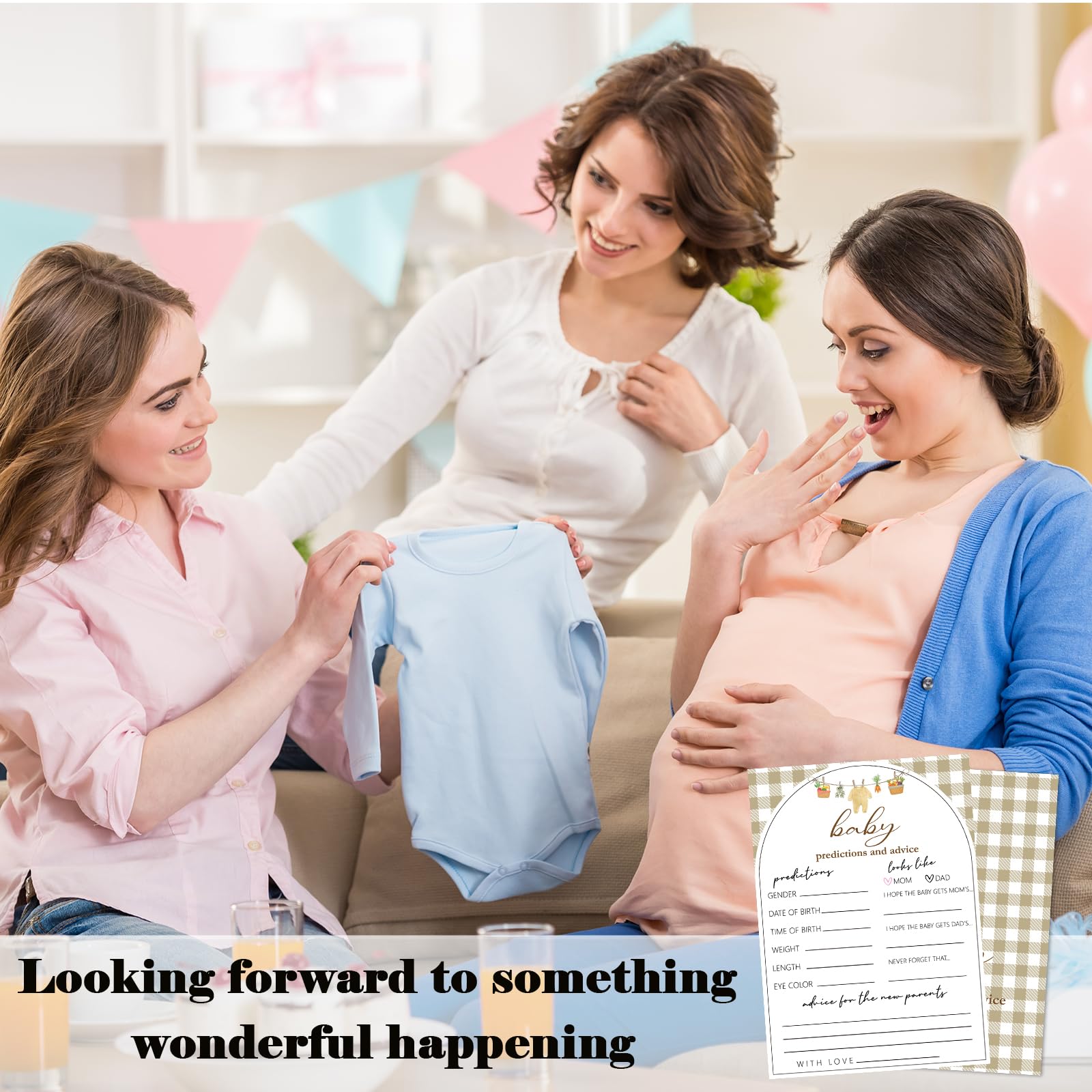 Juegos de baby shower cultivados localmente, predicciones de bebés y tarjetas de actividades de consejos para decoraciones de fiestas, juego de fiesta de revelación de género del mercado de