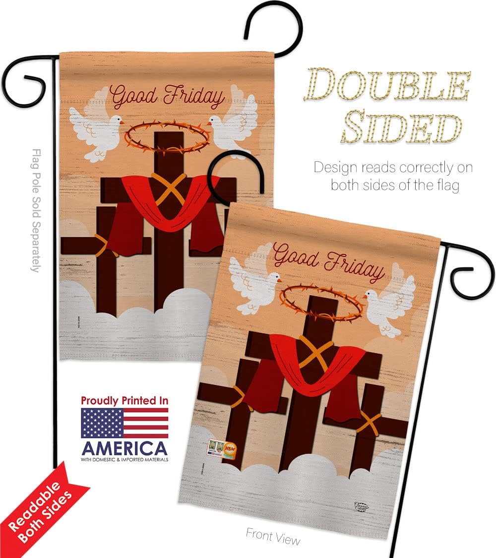 The Good Friday Garden Flag 2pcs Pack Religious Faith Hope Grace Peace Dove Christian Religion Easter House Decoration Banner Small Yard Gift Double-Sided, Made in USA