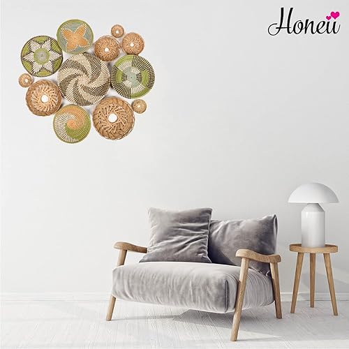 Miniatura 7 de Cestas de pared bohemias para decoración, cesta colgante de mimbre, arte de pared bohemio, cesta colgante tejida, decoración de ratán, decoración