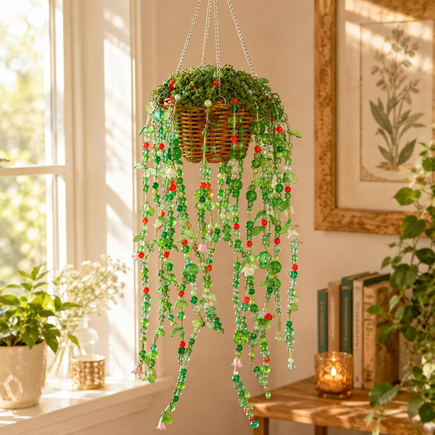 TIMLEIVL 3-Pack Beaded Plant Kit DIY Hanging Window Suncatcher Craft Set