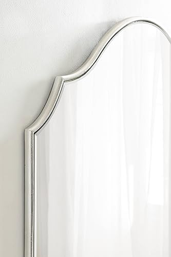Miniatura 4 de Kate and Laurel Leanna Glam - Espejo de pared con arco horizontal ancho 28 x 32 pulgadas plateado sofisticado espejo de tocador de baño con
