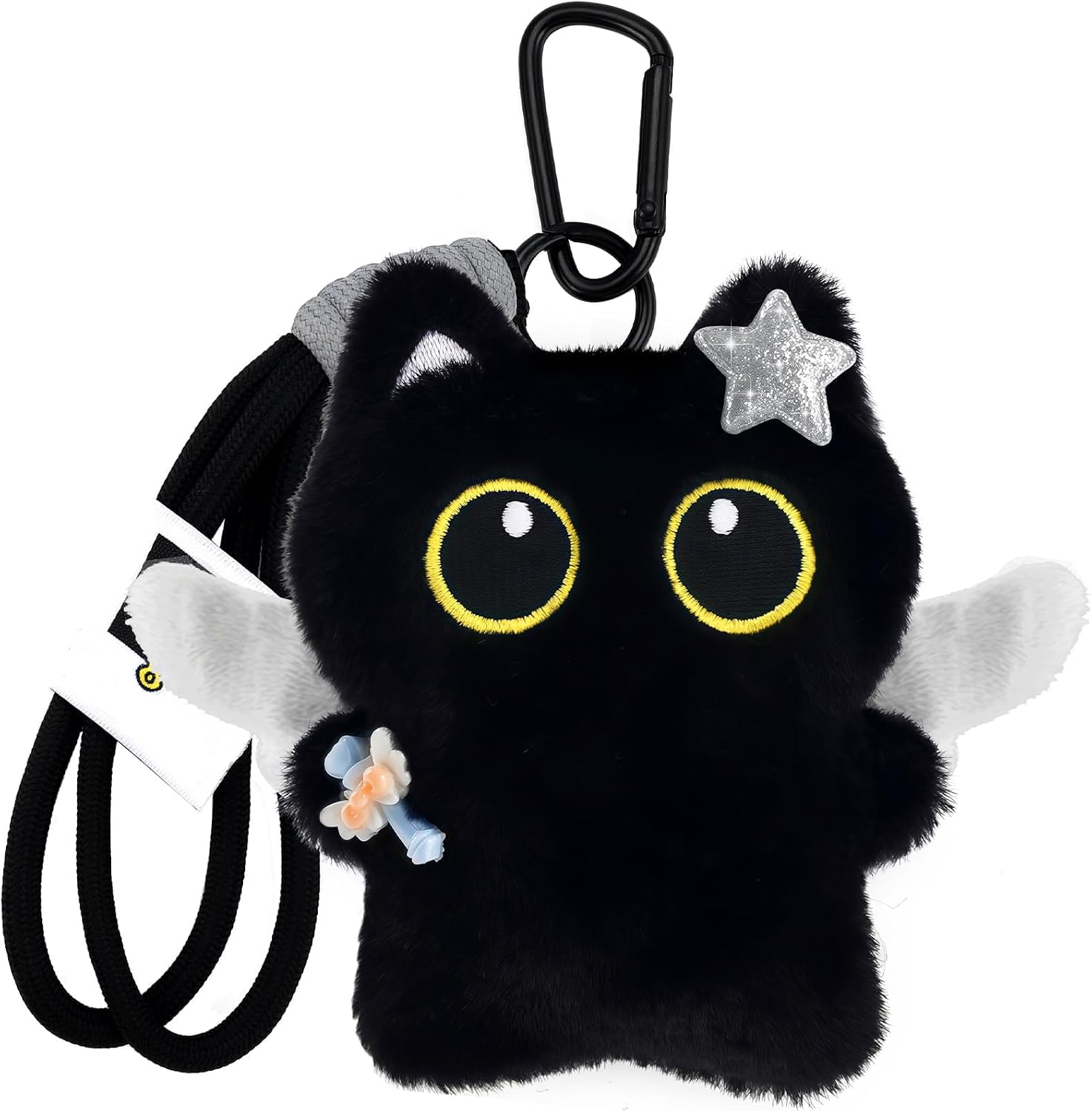 Black Cat Keychain for Women Men Cute Y2k Plush Cat Bag Charm for Handbag Kawaii Birthday Halloween Christmas Gift