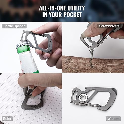 Miniatura 10 de TACRAY Carabiner Keychain Clip Anti-lost key holder and Quick Release Backpack ClaspsHook with Multitool for Men  Women