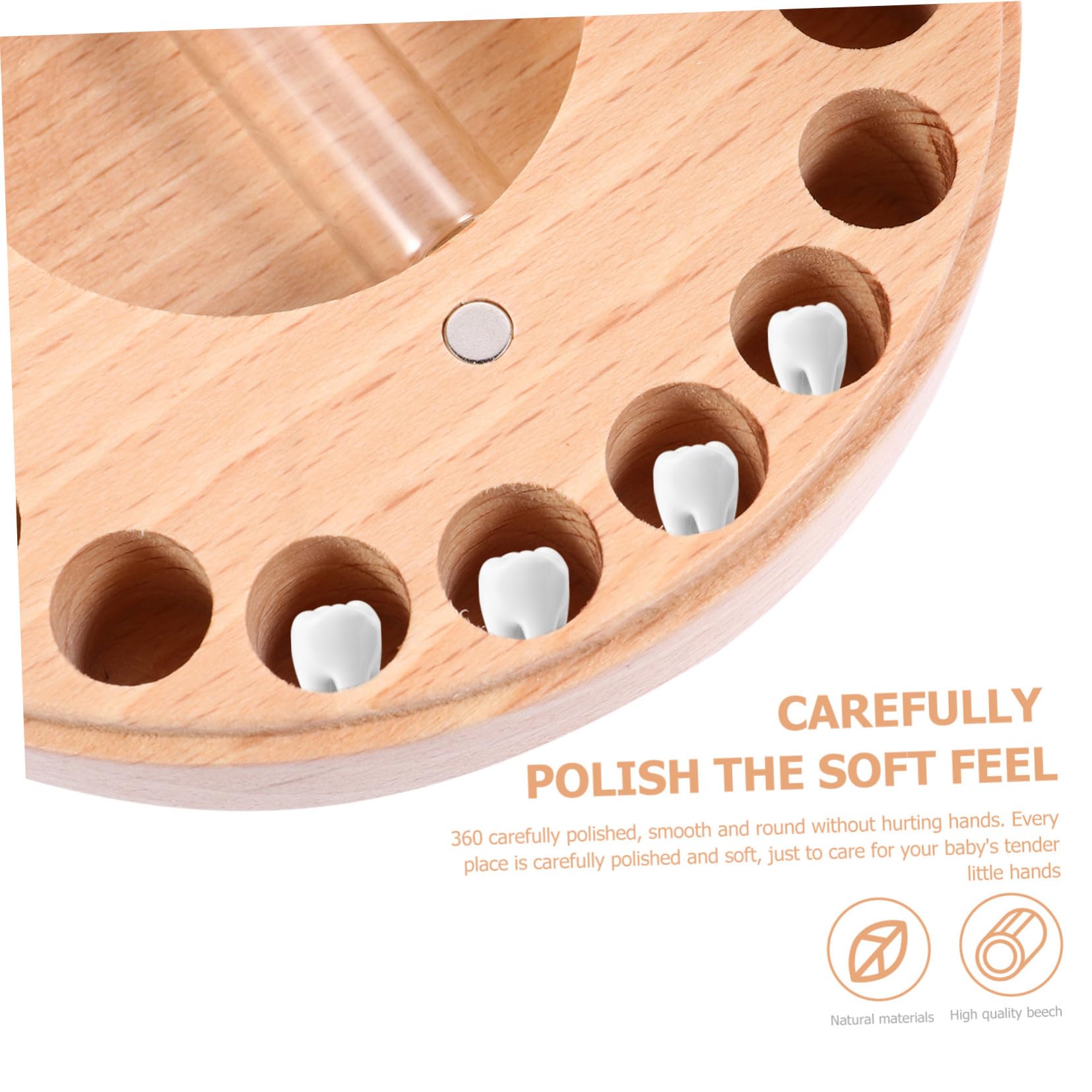 GALPADA Caja para Guardar Dientes de Leche de Niña Madera de Haya Organizador de Recuerdos Infantiles con Espacio para Dientes Deciduos y Anotaciones Protección y de Infancia
