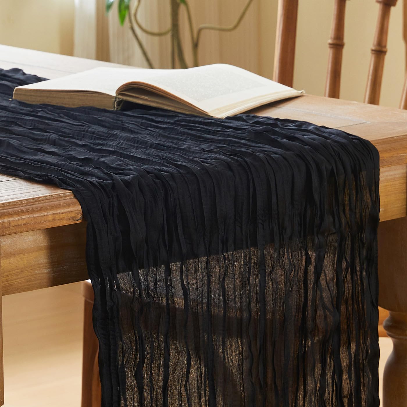 Black Cheesecloth Table Runner 90 x 300cm Halloween Table Decorations
