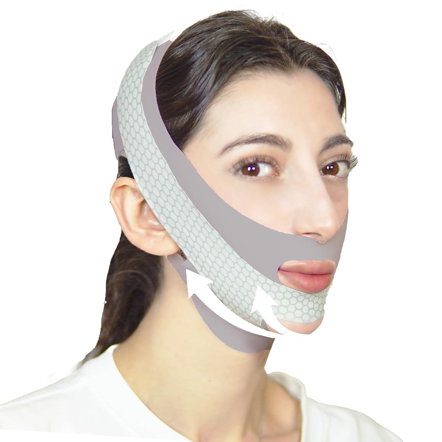 V Line Lifting Mask Chin Strap for Sleeping, V Line Mask, Face Lifting Strap, Chin Strap, Jawline Shaper, Jaw Strap, Double Chin Reducer,Face Lift Tape & Snoring Solution (Grey-)