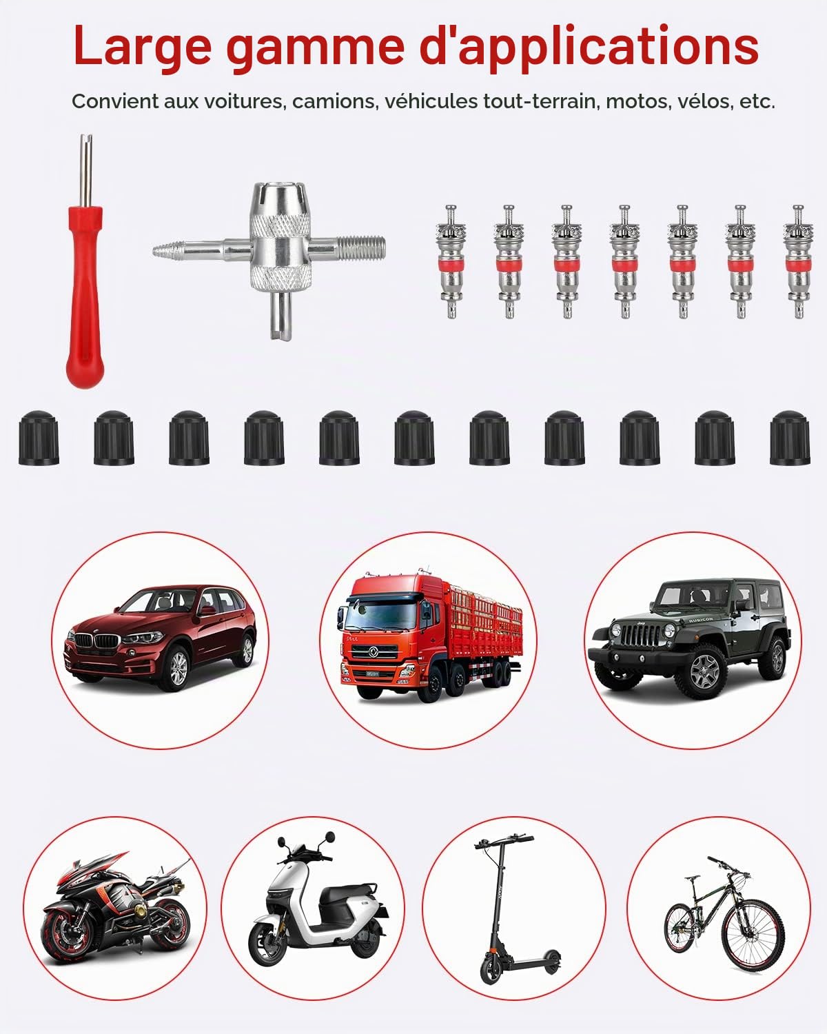Démonte Pneu, 15in Outil Levier De Pneu, Demonte Pneu, Demonte Pneu Moto, 3 CuillèRes Outil Pneumatique Levier, avec 3 Jantes Protecteurs Roue Cuillères Changement Kit Accessoires