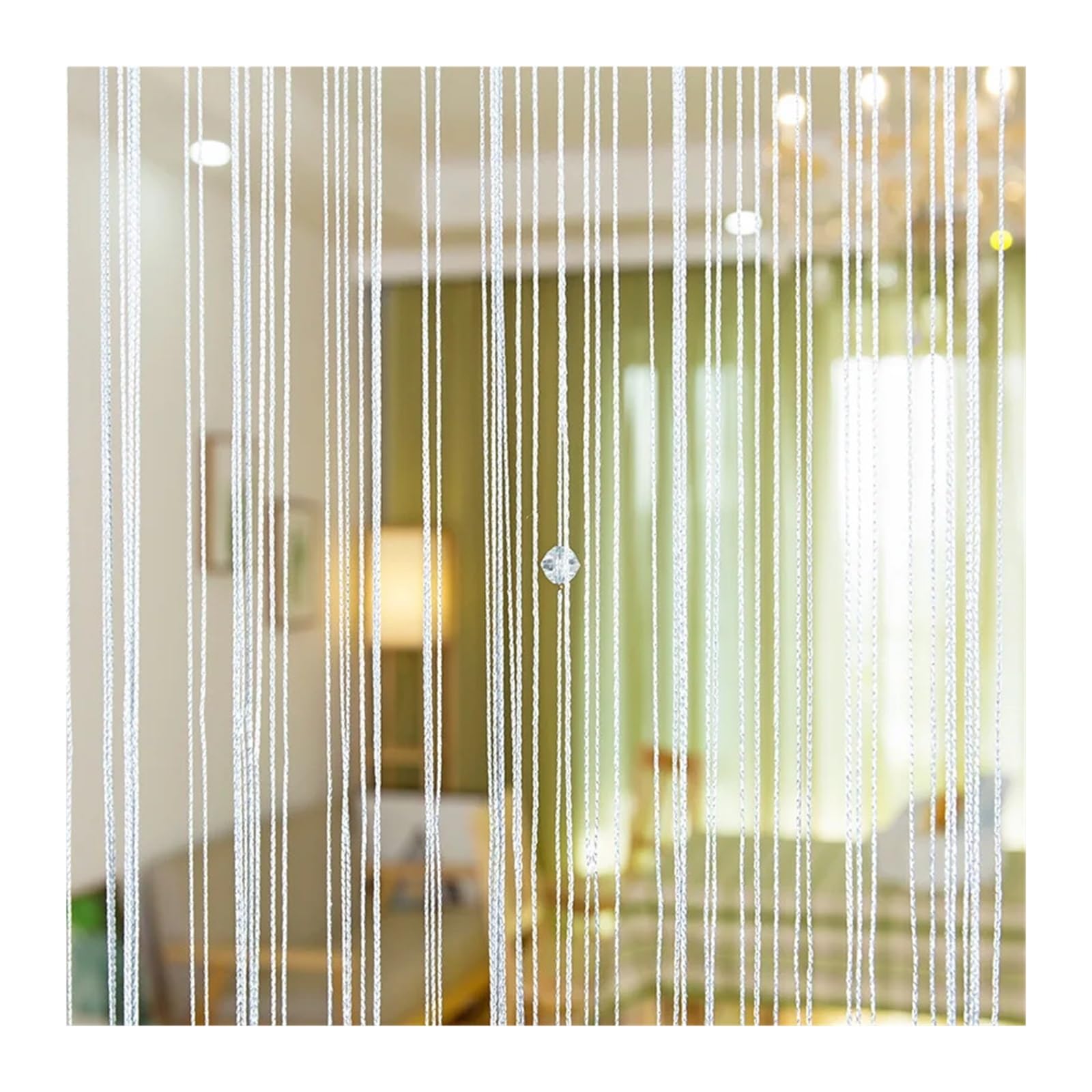 Rideau de Perles 300x260 cm Rideau De Perles Chaîne Rideaux Porte Fil Fenêtre Panneau Mural Séparateur Pièce Maison Salon Décor Mariage pour Porte de Balcon(White)