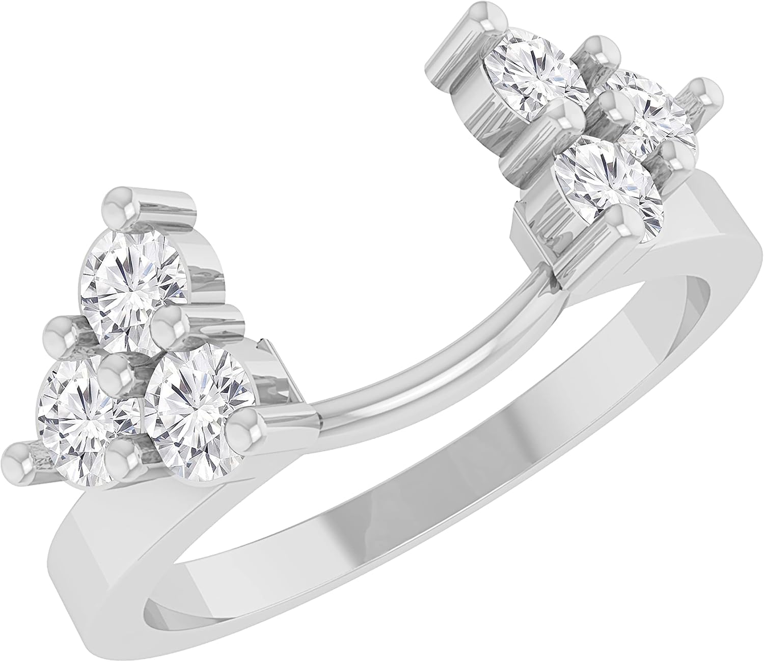 Dazzlingrock Collection 6 Stone Round Lab Grown White Diamond Wrap Guard Enhancer Ring for Women (0.76 ctw, Color H-I, Clarity SI2) in 925 Sterling Silver