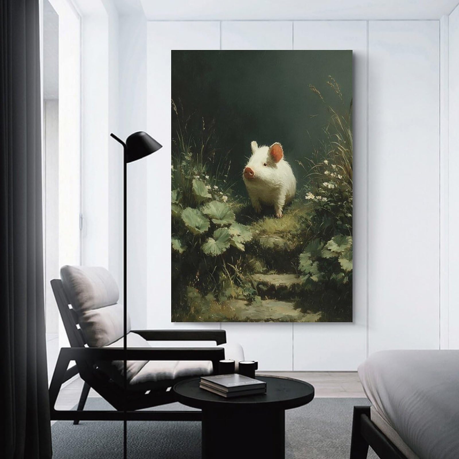 Junmoney Room Decor Wall Art Cute Piglet in A Grassy Meadow, 20x30inch(50x75cm), for Living Room, Lounge Or Sitting Room, Canvas Styling for A Polished Room Look