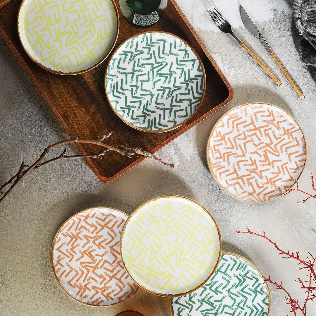 Porland Juego de platos de Porcelana para Postre – Juego Rodezya para 6 Personas – Juego completo y moderno