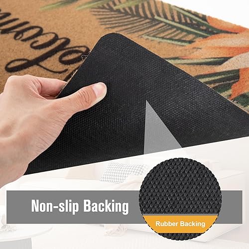 Miniatura 4 de Asrug Tapete de bienvenida para puerta delantera, de 17 x 30 pulgadas, tapete para entrada interior y exterior, tapete de primavera floral con