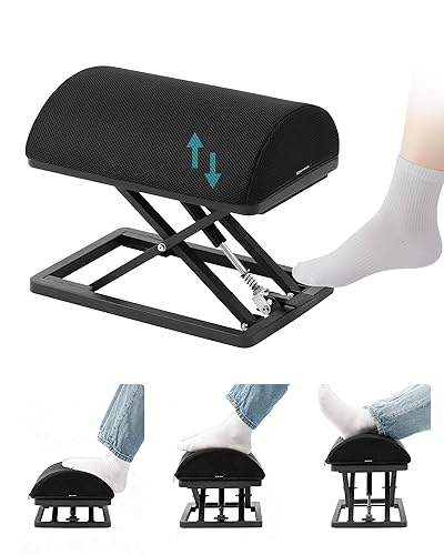 Wikabex Step-to-Adjust Foot Rest—Truly Infinite Height, No Bending Needed | 2.7-13.1" Stepless Height | Washable | Ergonomic Under Desk Footrest Support for Work & Office Comfort | Home/Gaming/Study