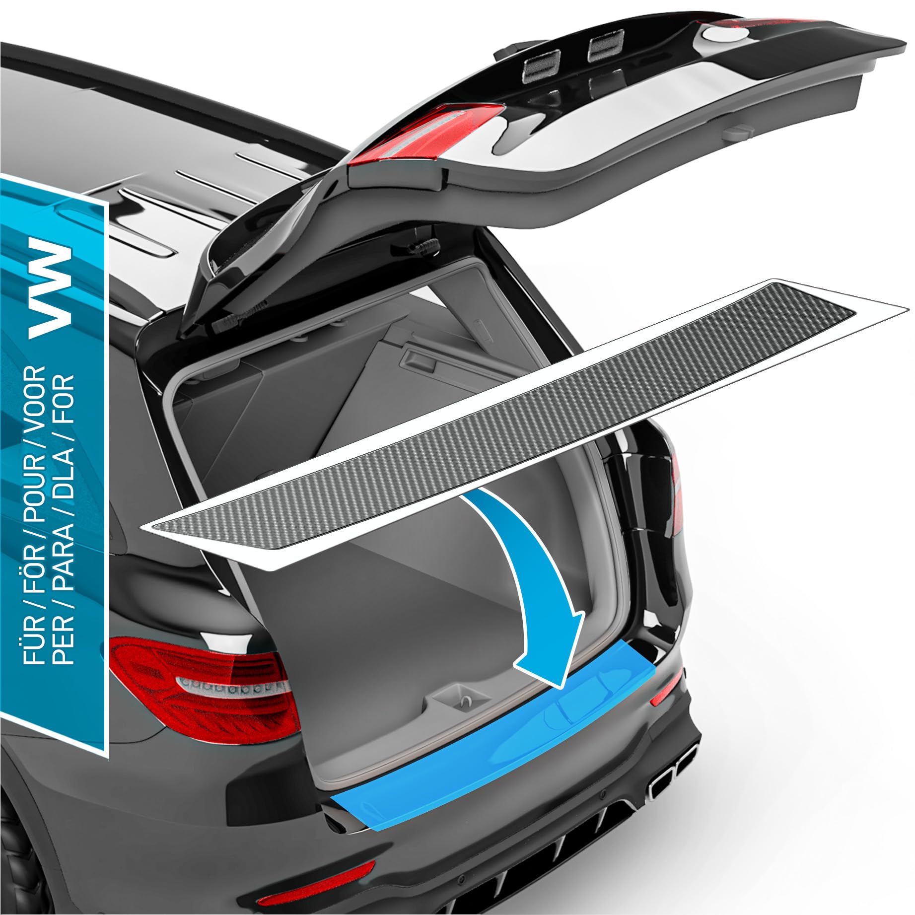 – Car Bumper Protector Full Set for VW ID.3 E11 I 2020-2025 - Rear Bumper guards for cars, anti scratch, Paint Protector For Sill Lip - Carbon Black