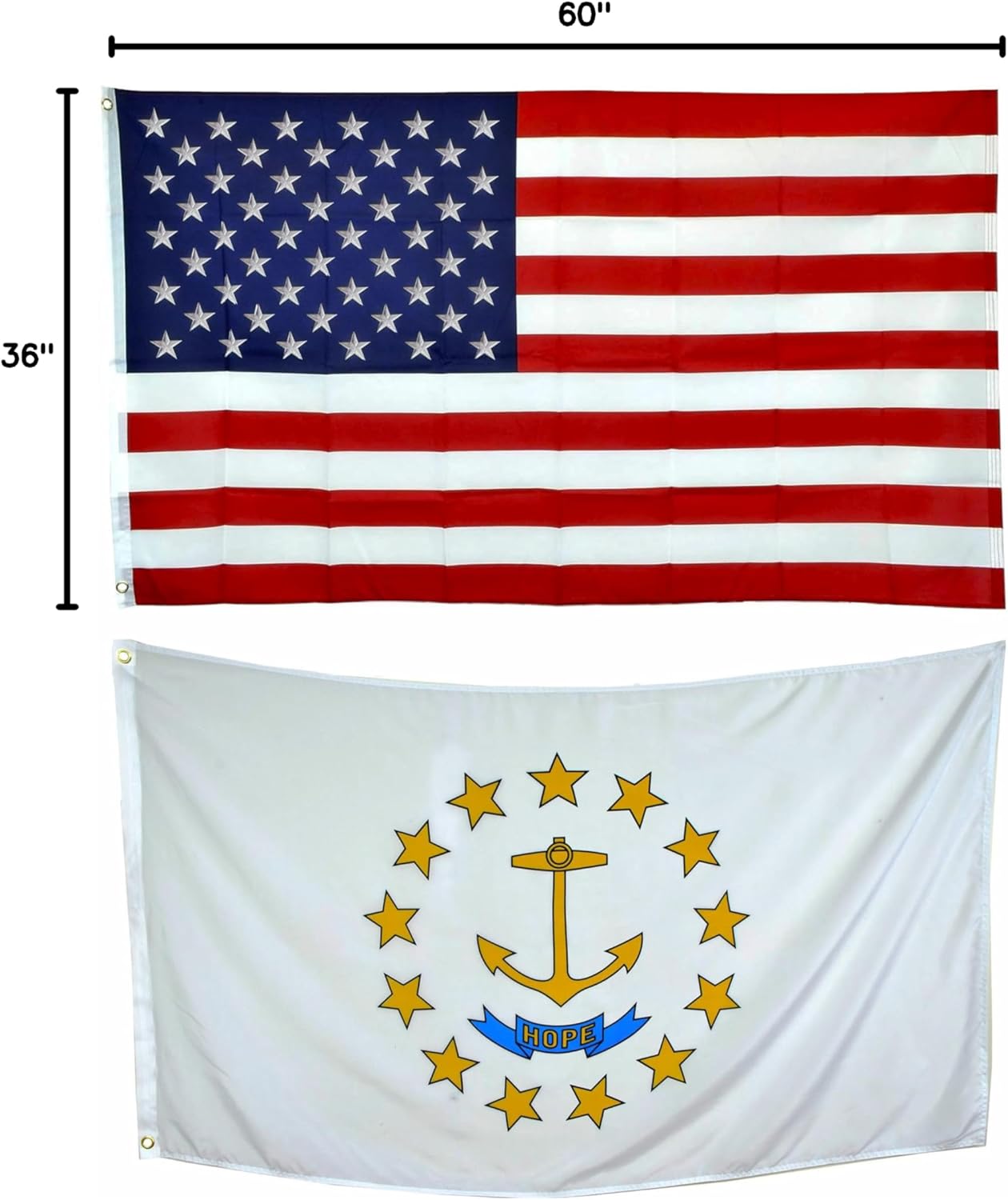 Shop72 American Flags for Outside, Set of Rhode Island State with 3x5 American Flag, For Outdoor and Indoor, Allegiance to USA, This Garden Banner Made Heavy Duty, Bandera De Estados Unidos