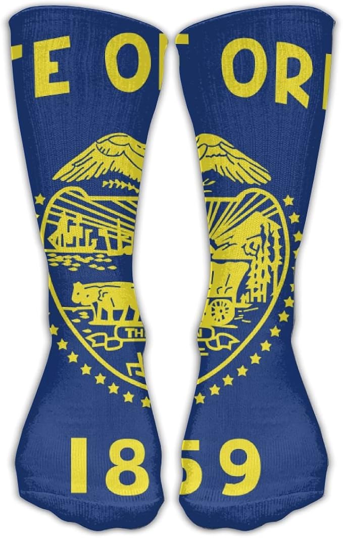 Unisex Casual Crew Socks Oregon State Flag Fashion Novelty