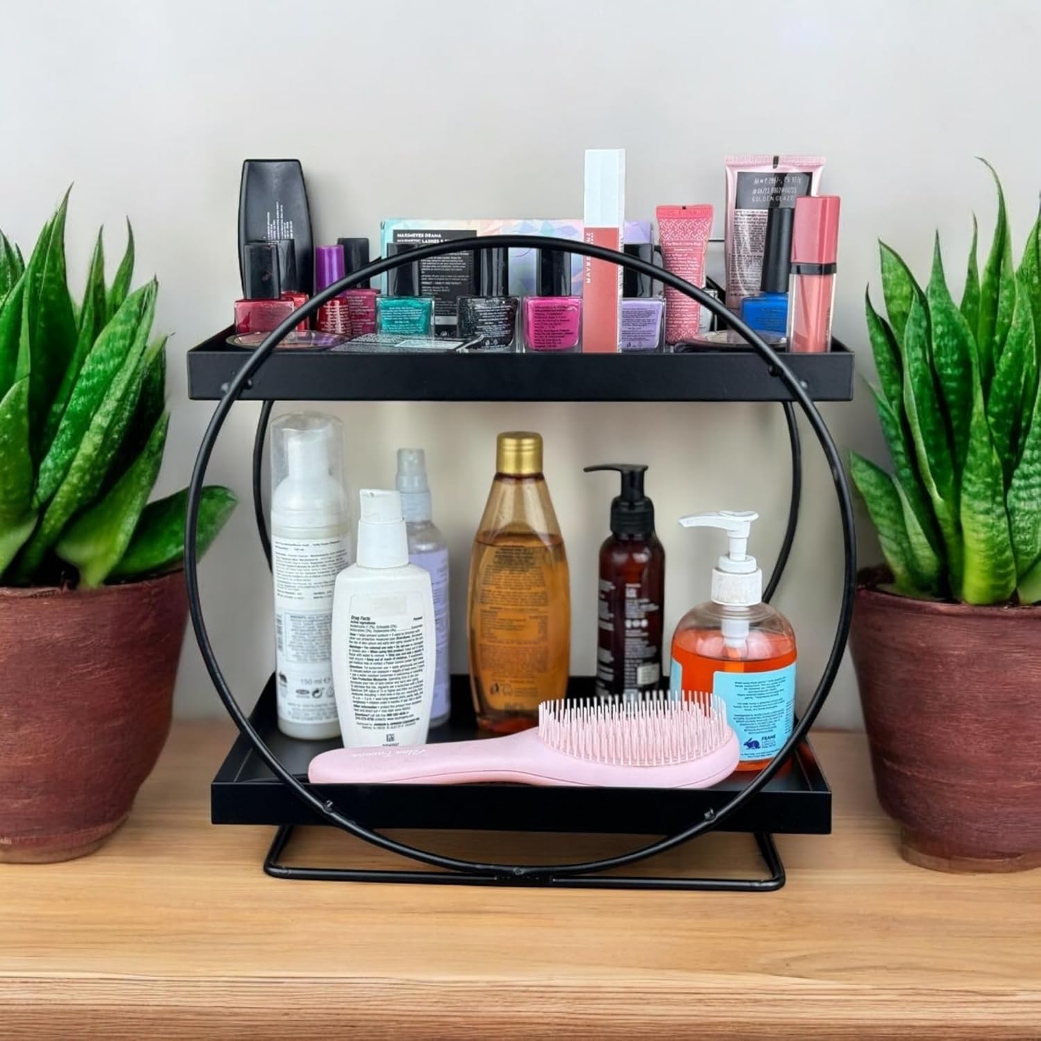 12FOR COLLECTION 2-Tier Metal Organizer | Freestanding Storage Rack for Kitchen, Bathroom, or Office | Space-Saving Countertop Shelf for Toiletries, Makeup, & Accessories 1