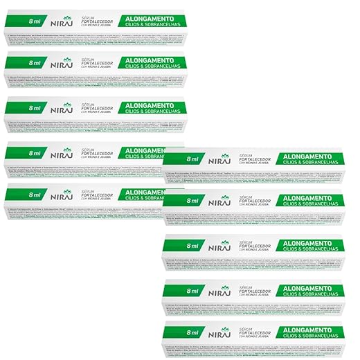 Kit com 10 Seruns Cílios Sobrancelhas Com Ricino Jojoba NIRAJ