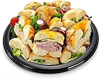 Vista 4 de Frcctre Paquete de 6 bandejas de plástico de 16 pulgadas con tapa transparente, bandejas redondas grandes de plástico resistente para aperitivos