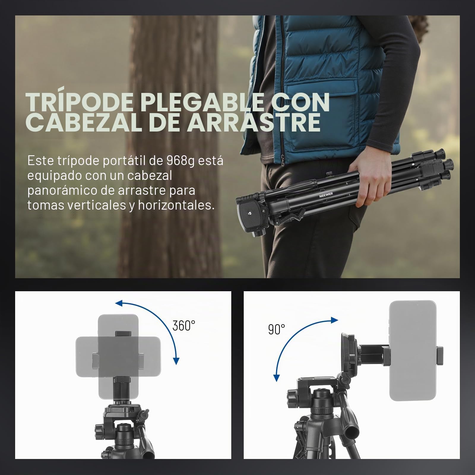 NEEWER BÁSICO PA056 Vlogging Kit para iPhone Android Phone para Youtube TikTok Streaming Cine Grabación, Trípode + Micrófono + Luz LED Relleno, Esenciales para Iniciar la Creación Contenido Youtuber