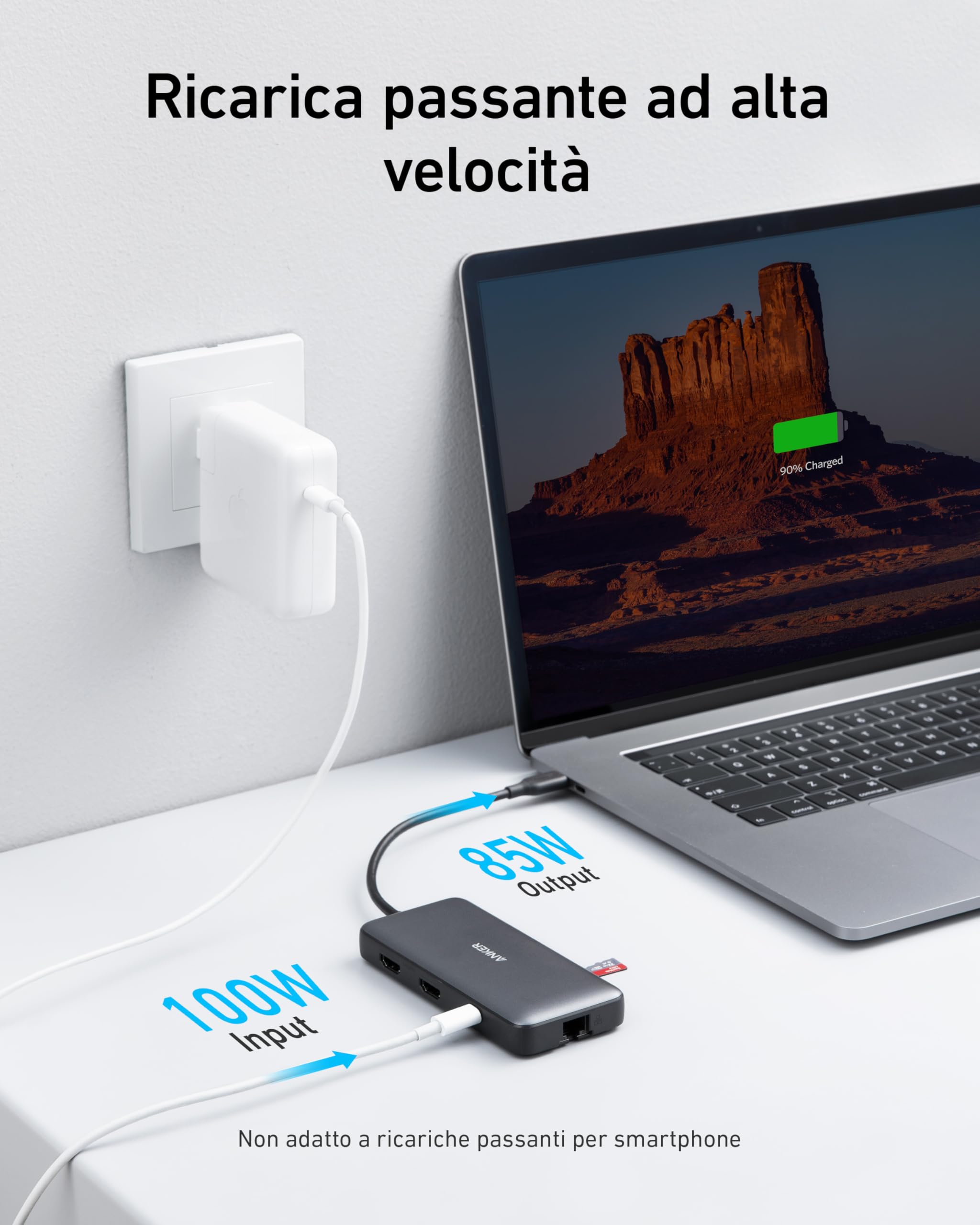 Anker Hub USB C PowerExpand 8 in1 100W, Adattatore con 2 4K HDMI, Power Delivery 100 W, Ethernet da1 Gbps, 2 Porte Dati USB 3.0, Lettore di Schede SD e MicroSD, per MacBook Pro, XPS, Pixelbook e Altro