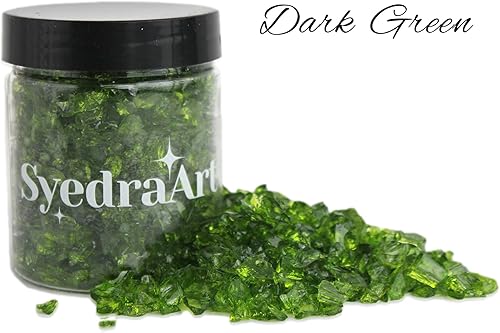 Miniatura 96 de Syedra - Juego de 3 piezas de vidrio triturado para manualidades, arte de resina, piezas de espejo de color triturado, 1 libra (amarillo)