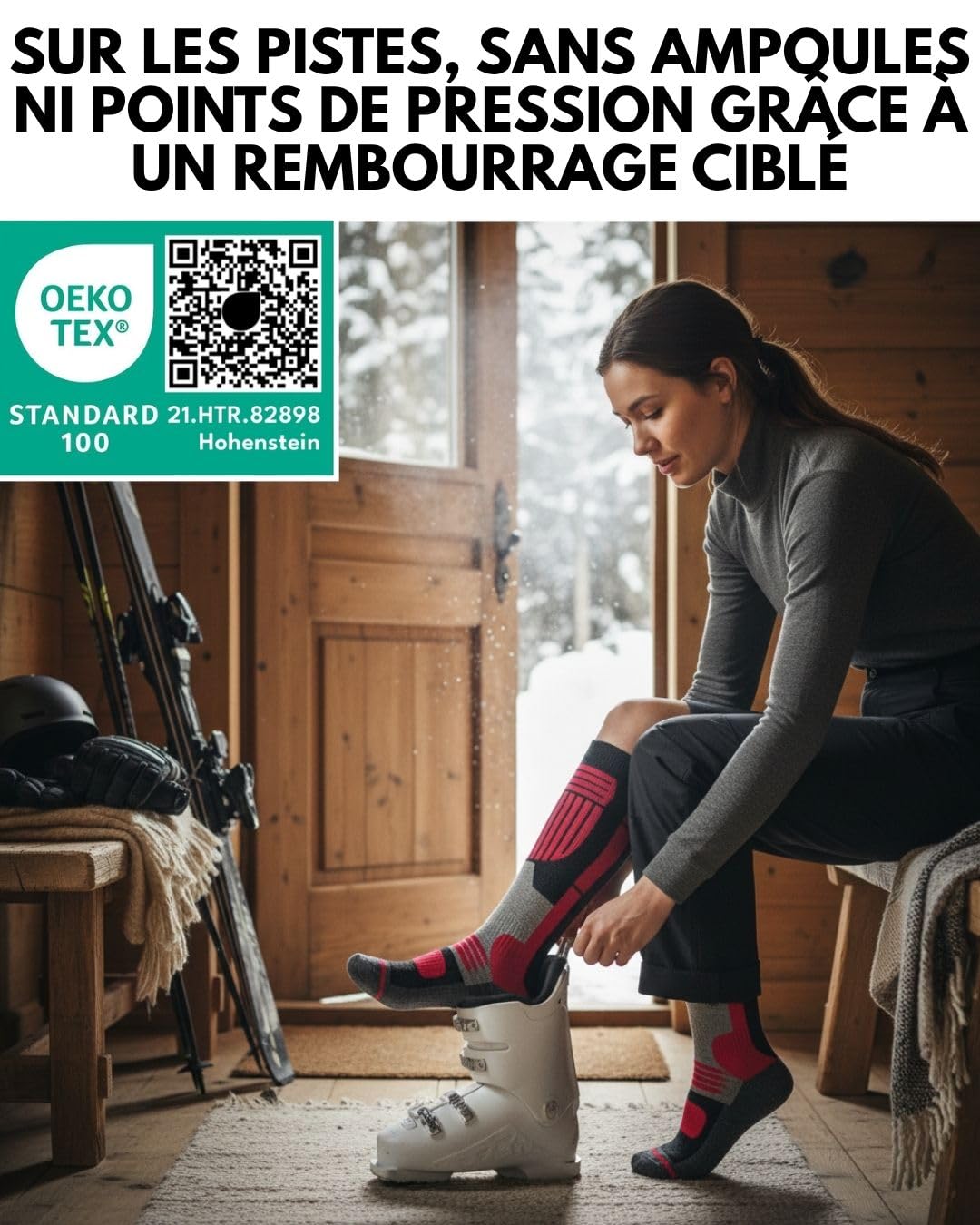 sockenkauf24 Chaussettes de Ski Femme Laine Merinos 2 Paires