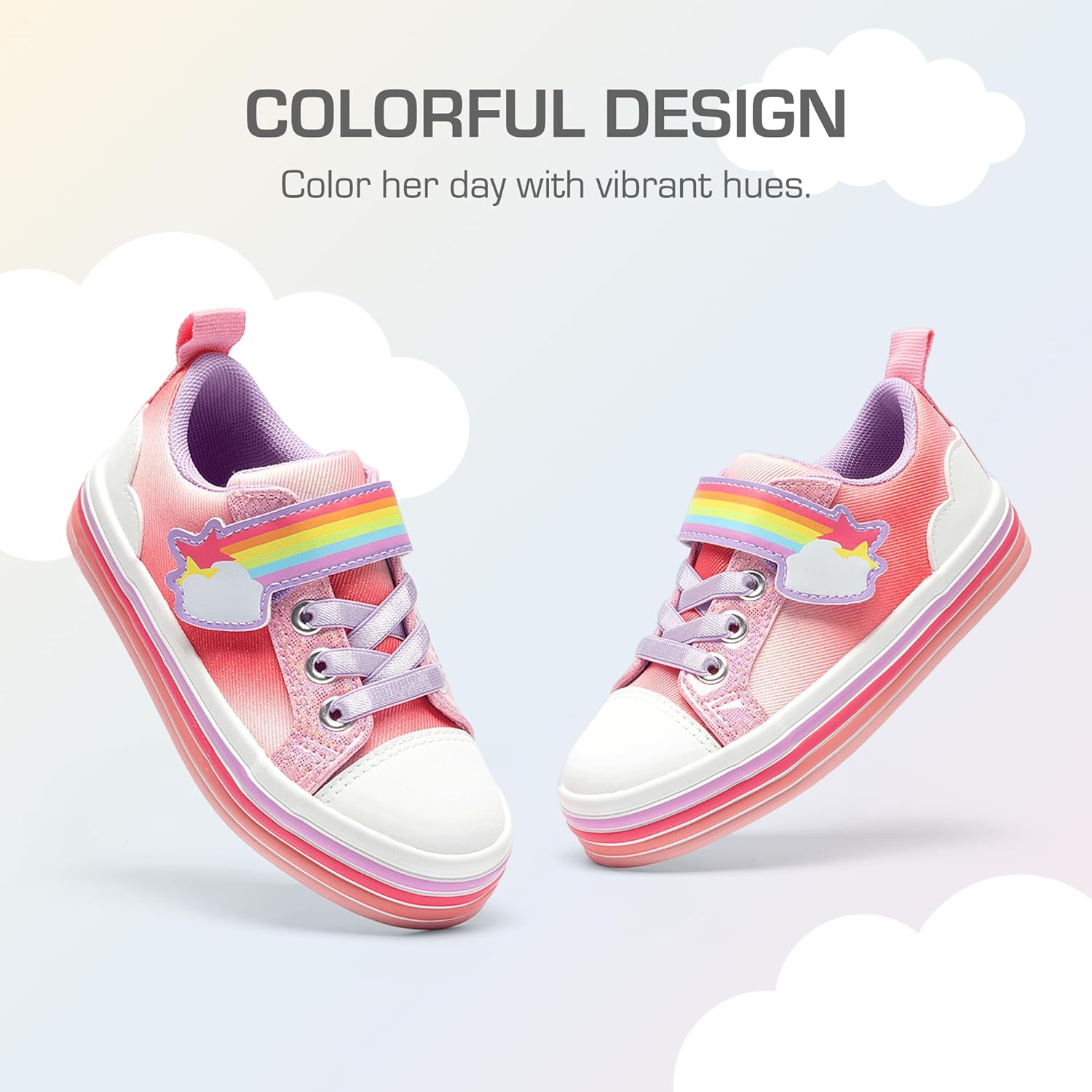 DREAM PAIRS Toddler Girls Shoes Rainbow Sneakers Casual School Walking Hook and Loop Footwear for Toddler/Little Kids - Image 3